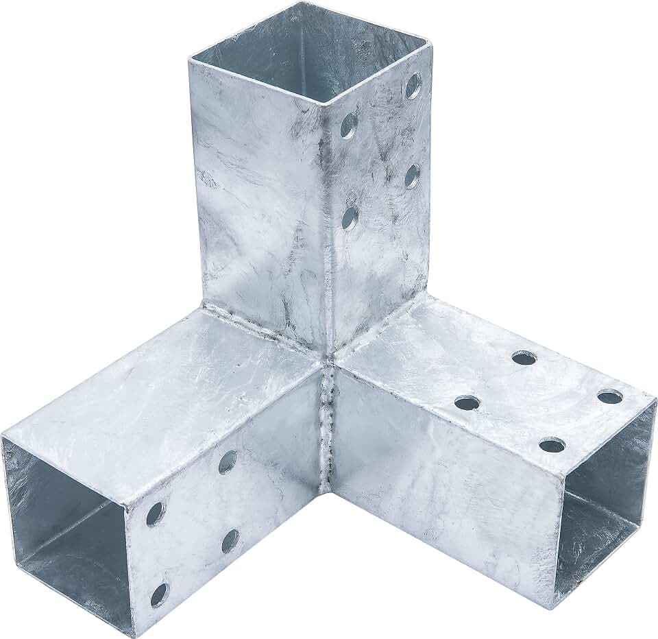Connex Pfostenecke doppelt - 200 x 185 mm 70° - chromfarbig - feuerverzinkt - 3 Hülsen - 1 Stück / Pfostenverbinder / Holzverbinder / Balkenverbinder / HV4247
