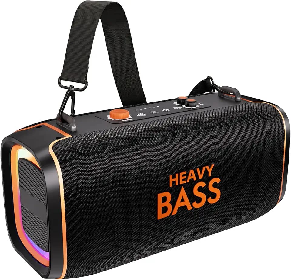 HEAVY BASS Portable Bluetooth Speaker, 120W Peak Wireless Speaker, 28-Hour Playtime, Adjustable Treble & Bass, Loud Stereo Sound for Outdoor Use