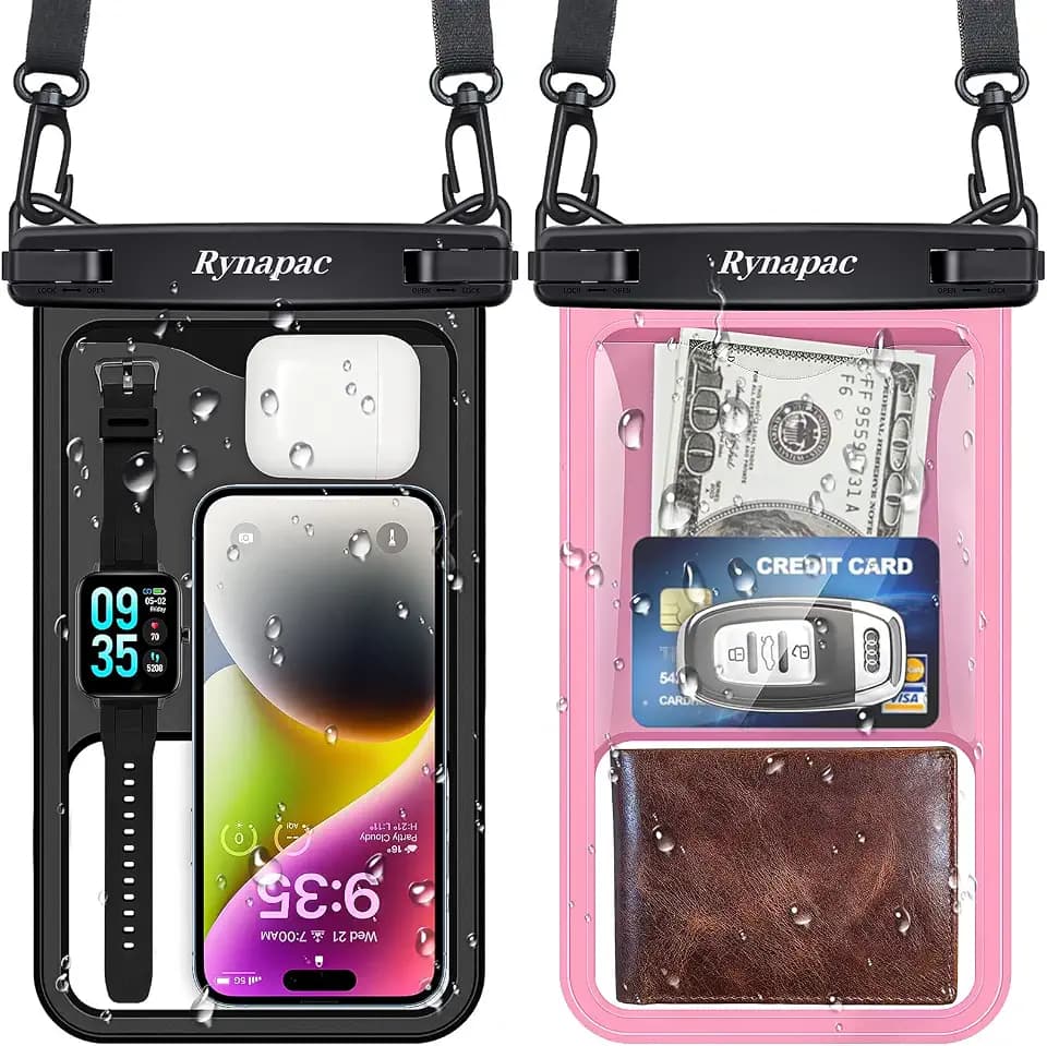 Rynapac Large Waterproof Phone Pouch Up to 10", 2 Pack IPX8 Protector Pouch
