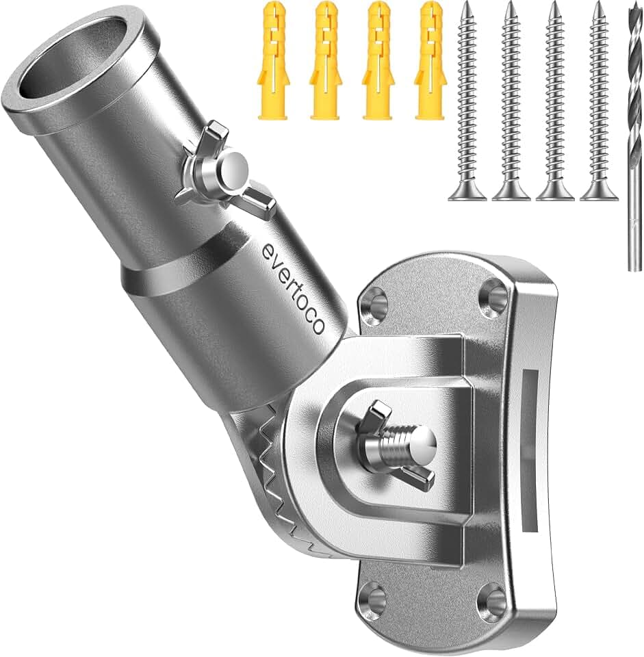 Robuste T304 EdelstahlFahnenmasthalterung – 180 ° verstellbarer Fahnenmasthalter für Haus mit zwei Installationsmethoden, Flaggenhalter für 2,5 cm Innendurchmesser, windabweisend und