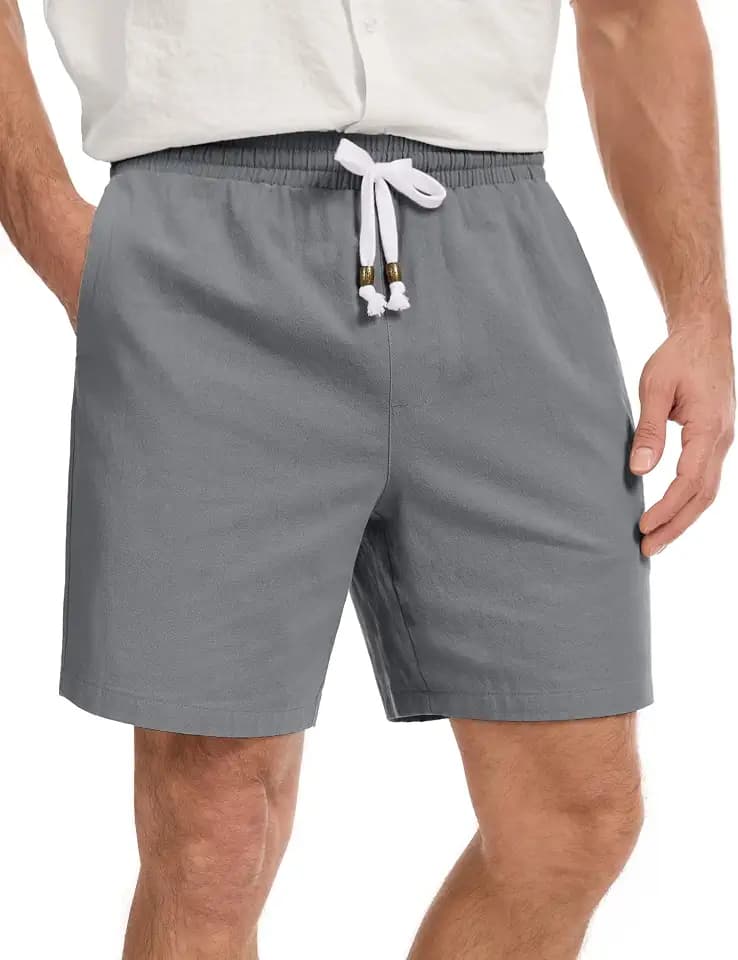 MAGNIVIT Mens Cotton Shorts Beach Casual Vacation Short Drawstring Short