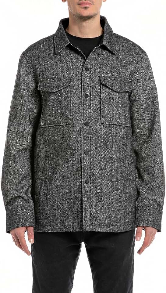 Replay Herren Hemdjacke mit Knopfleiste