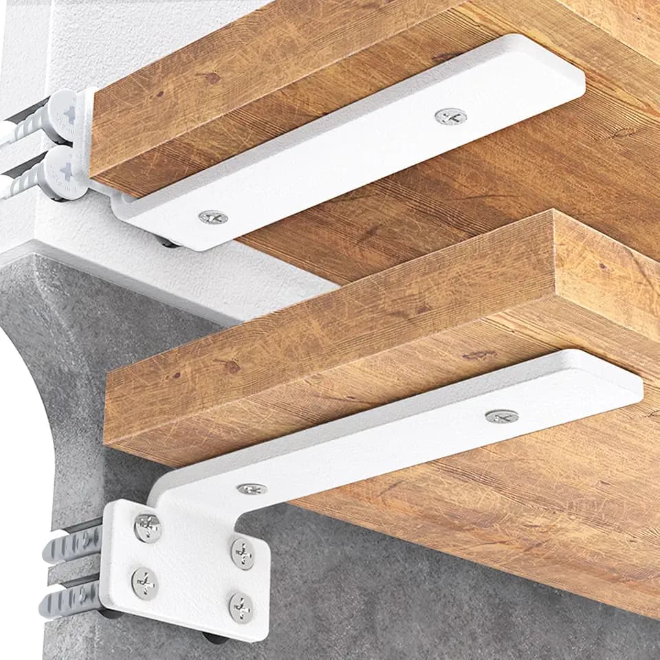 Goovilla Shelf Bracket, Floating Shelf Brackets 12 inch Long, 6 Pack, White