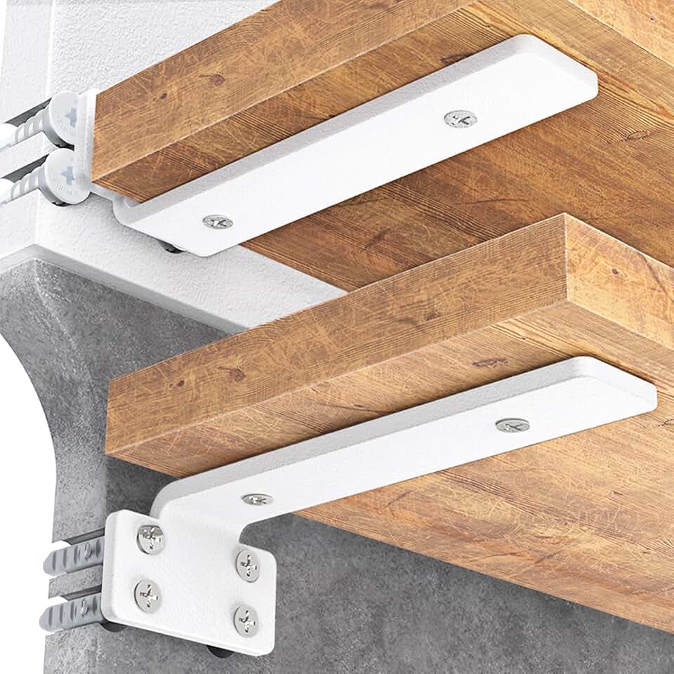 Goovilla Shelf Bracket, Floating Shelf Brackets 10 inch Long, 6 Pack, White