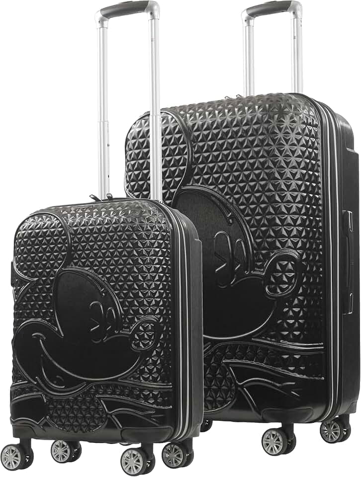 FUL Disney Mickey Mouse 2 Piece Rolling Luggage, Black