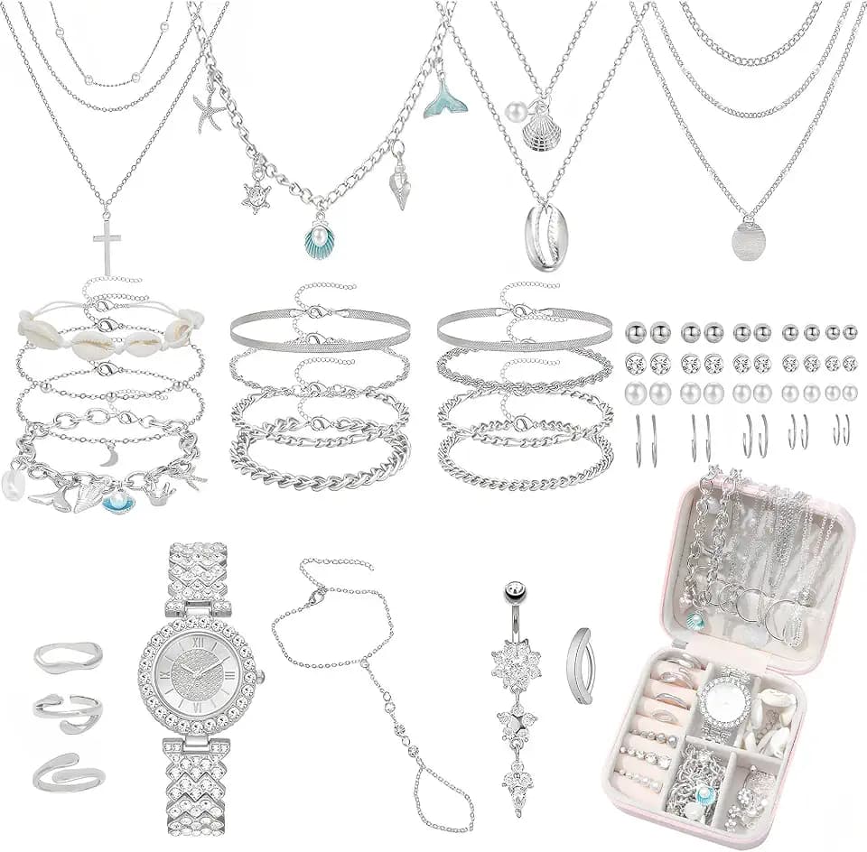 NEWITIN 88 Pieces Gold Jewelry Set for Women Fashion Bohemian Jewelry