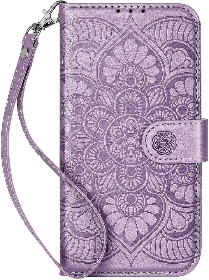 Wallet Case for iPhone 15 Pro,[RFID Blocking] 3 Card Holder with Credit Card Slot Magnetic Protective Leather Flip Cover for iPhone 15 Pro (Light Purple)