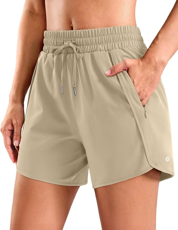 SANTINY Women's 3.5''/5''/7'' Athletic Gym Running Shorts Zipper Pockets