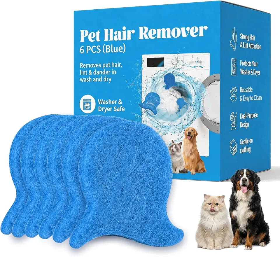 6 Pack Pet Hair Remover for Laundry, Reusable Lint Catcher Balls (Blue)