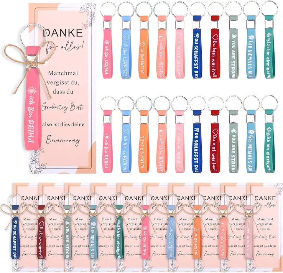 Geschenk zur Wertschätzung,20 Stück Silikon Inspirierende Schlüsselanhänger