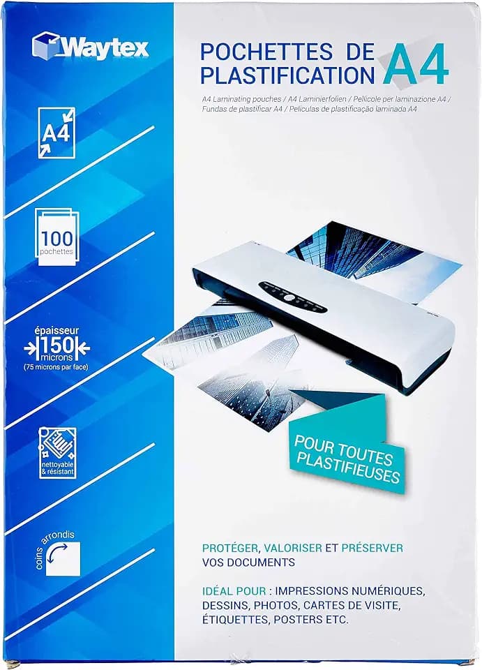 WAYTEX 78273 Laminierfolien, A4, 75 Mikron, Unisex, Erwachsene, transparent, Einheitsgröße (Herstellergröße: 21 x 29,7 cm), 100 Stück
