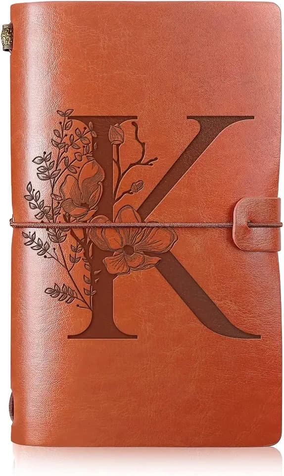 Booson Initial Leather Travel Journal Monogrammed Notebook Personalized