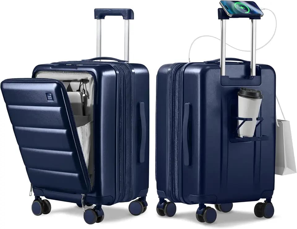 20IN Expandable Carry On Luggage-Navy Blue