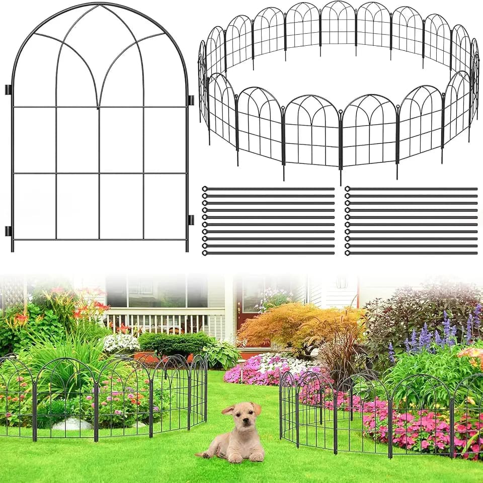 Decorative Garden Fence,20ftx15.66 H,Rustproof No Dig Fence, 19 Pack