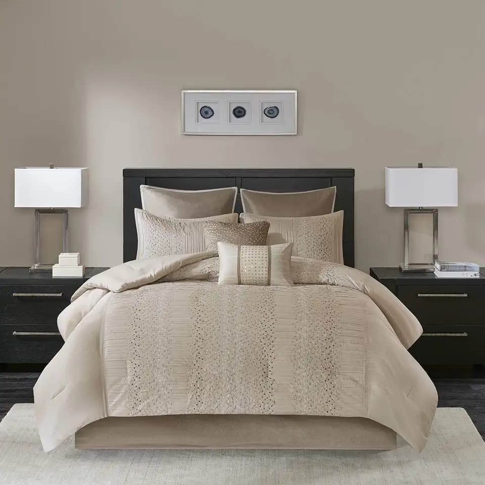 Madison Park Luxury Trendy Design Comforter Set, 8PC King Bedding Set