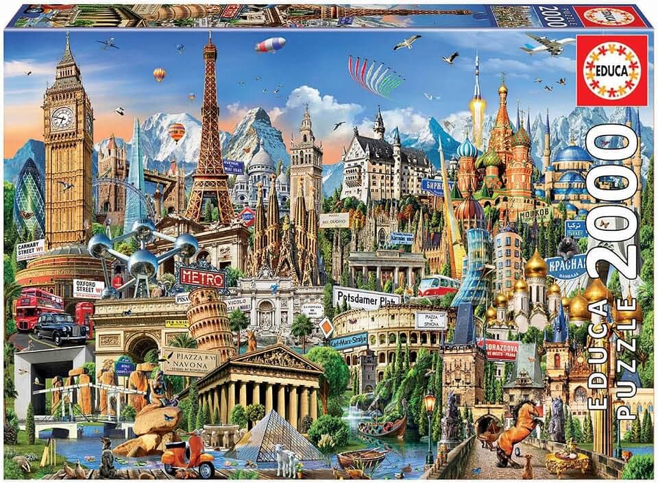Educa - Wahrzeichen Europas | Puzzle 2.000 Teile für Erwachsene ab 14 Jahren, Sehenswürdigkeiten Europa (17697)