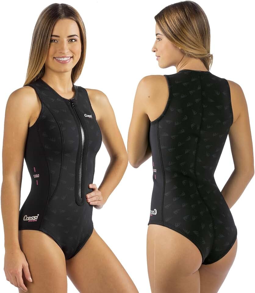 CRESSI Termico Lady Swimsuit 2 mm - Damen Schwimmanzug Langärmeligit oder Ärmellos, aus Stark Dehnbarem 2mm Ultraspan Double Lined Neoprene