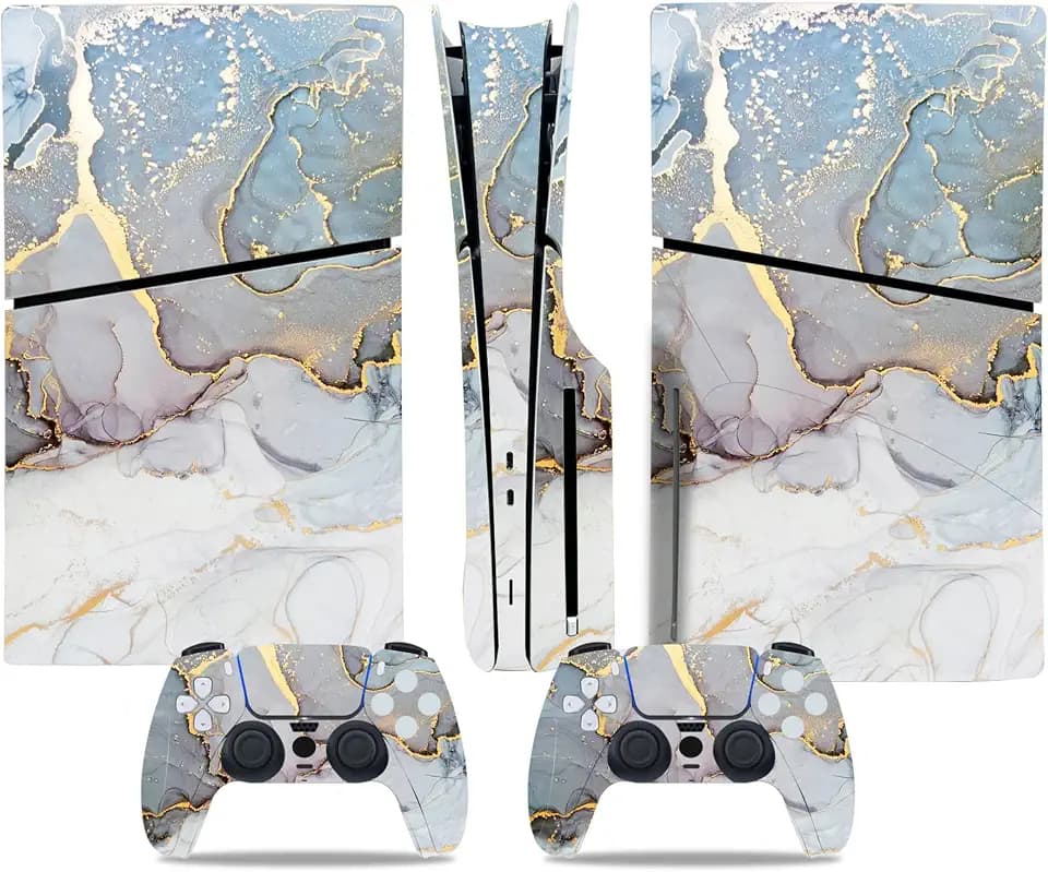 Skin Wrap Vinyl Decal Compatible with PS5 Slim Disc Edition (Light Blue)