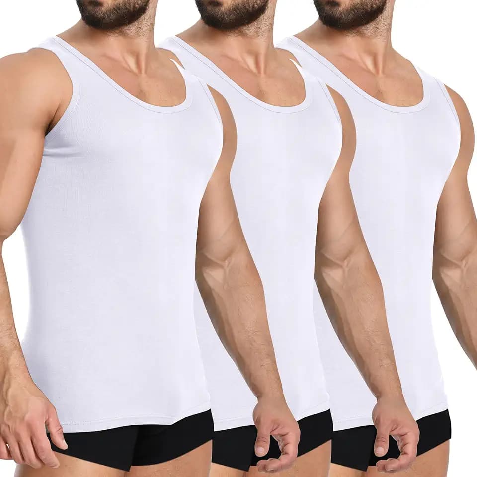 YOUCHAN Unterhemd Herren Tank Top 3er Pack 100% Baumwolle Ärmellos Weiß Schwarz