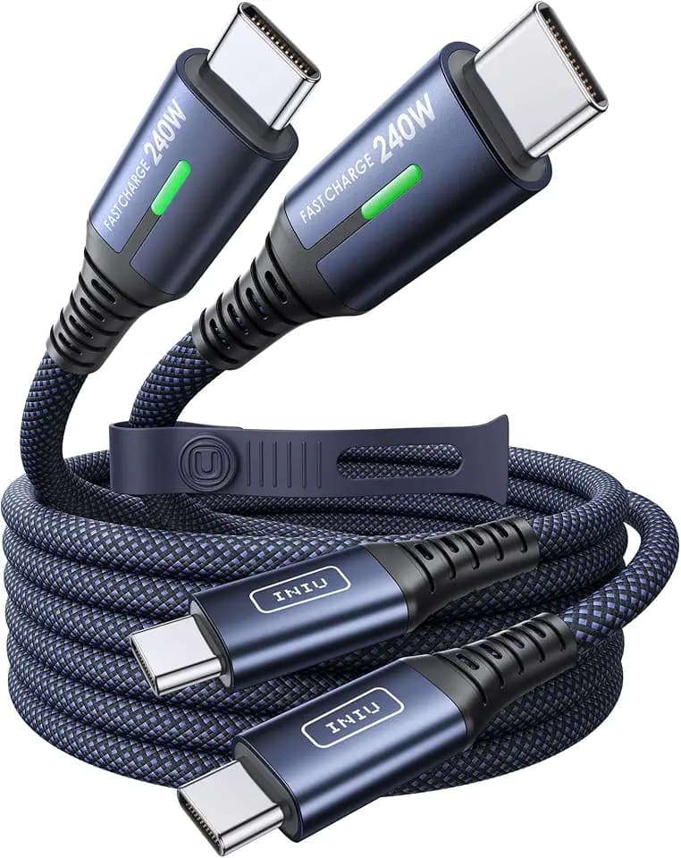 INIU 240W USB C to USB C Cable, [6.6ft+6.6ft] Fast Charging Type C, Blue