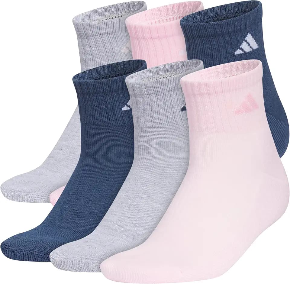 adidas Women's Athletic Cushioned Quarter Ankle Socks 6 Pairs