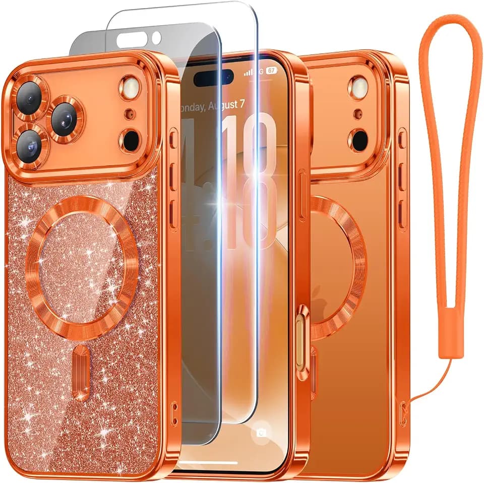 Meifigno for iPhone 17 Pro Case + HD & Privacy Screen Protector, Orange