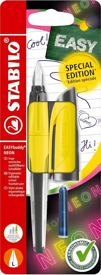 STABILO - Schulfüller mit Linkshänder-Feder L - EASYbuddy NEON