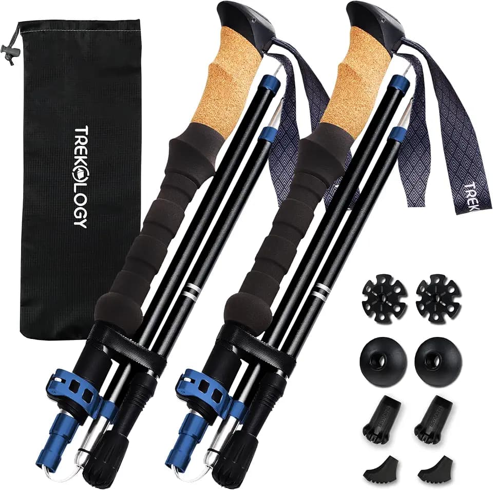 Trekology Trek-Z Cork Grip Collapsible Lightweight Hiking Trekking Poles