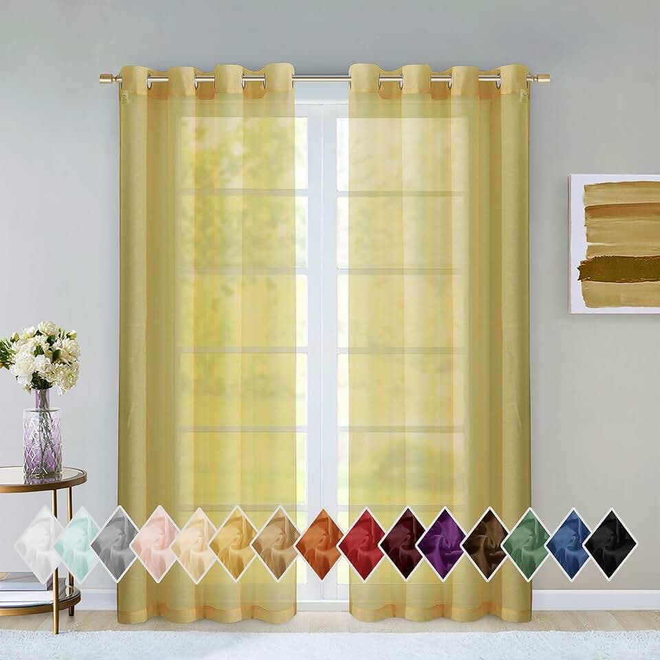 Sheer Window Curtains 2 Panels 54" W x 84" L (108" W) Extra Wide Linen Curtains & Drapes for Living Room, Bedroom, Farmhouse Curtains, Boho Decor, Light Filtering Window Treatments with Grommets