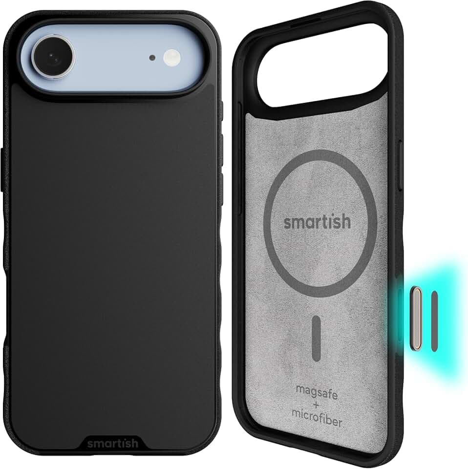 Smartish® Gripmunk MagSafe-Hülle für iPhone Air, mit Kamerasteuerungsschutz, magnetisch, dünn, leicht und schützend, dünner Griff mit Mikrofaser-Futter für iPhone Air, Motiv Black Tie Affair