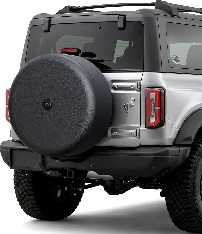 35" Soft Black Tire Cover with Camera Hole Compatible with Ford Bronco