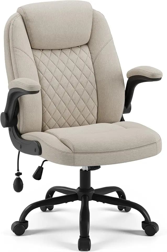 MALOL Bürostuhl Ergonomisch, Office Chair, Homeoffice Chefsessel Stuhl höhenverstellbar 105–125° Wippfunktion, Höhenverstellbarer Schreibtischstuhl mit Luft-Lendenstütze, bürostühle für Büro, Beige