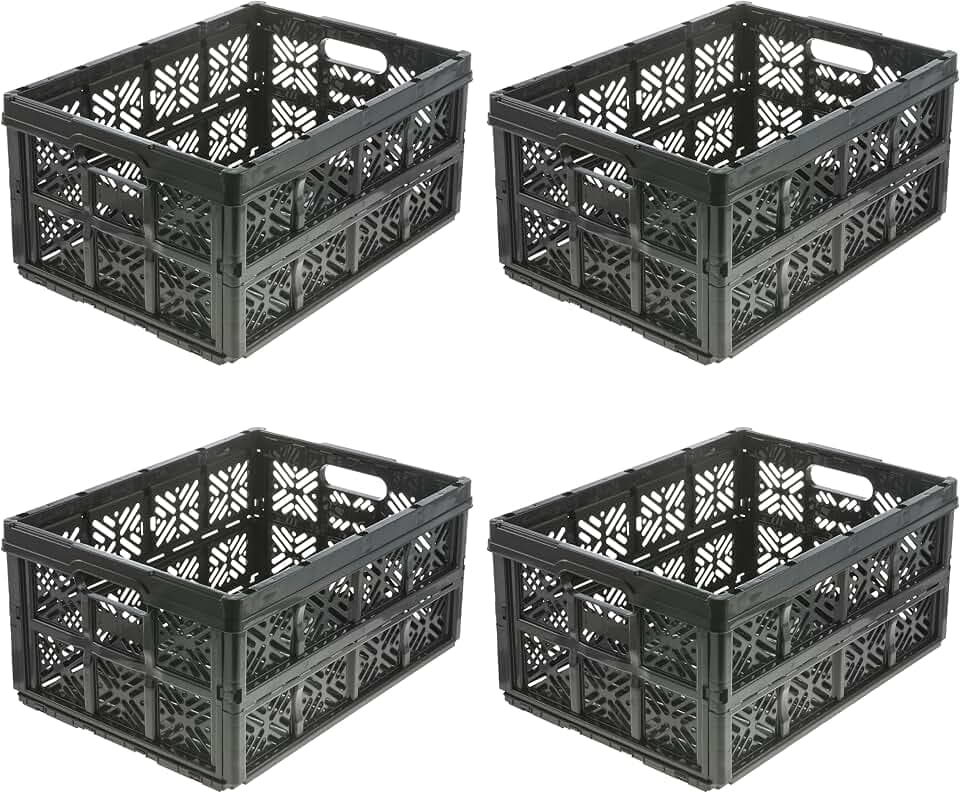 keeeper ida Stabile Klappboxen, 4er-Set, 32 l, Schwarz