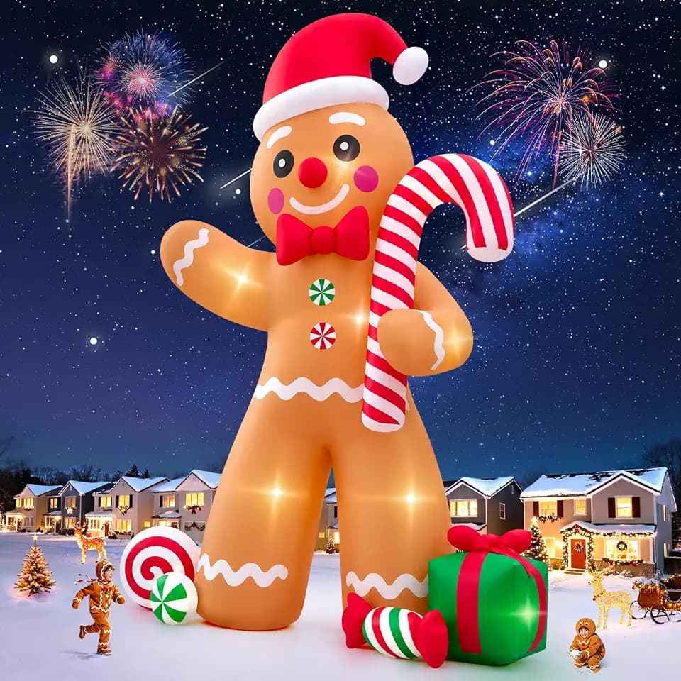 20FT Gingerbread Man Inflatable Kalolary Giant Christmas Outdoor Decoration