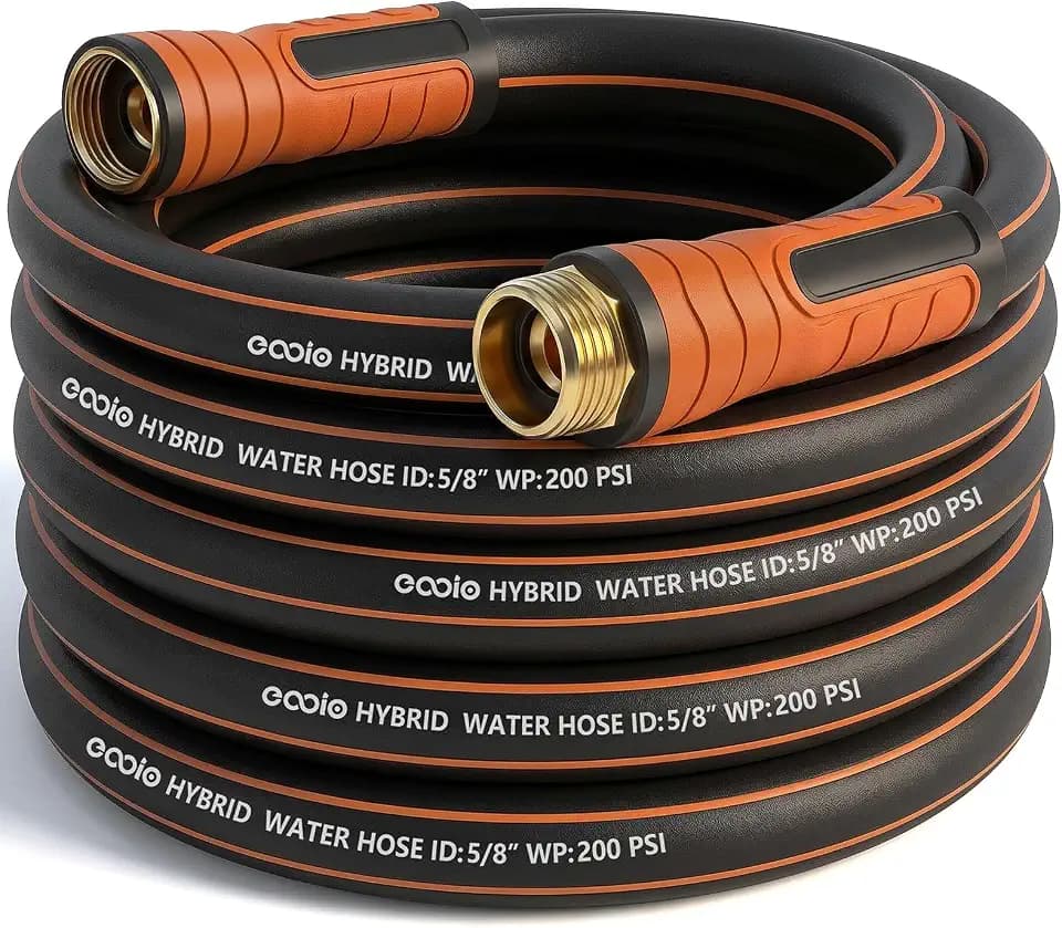 Garden Hose 25 ft x 5/8", Heavy Duty Water Hose, Flexible and Durable, Kink Resistant Lightweight Hybrid Hose, Leakproof Yard Hose with Male to Female Fittings