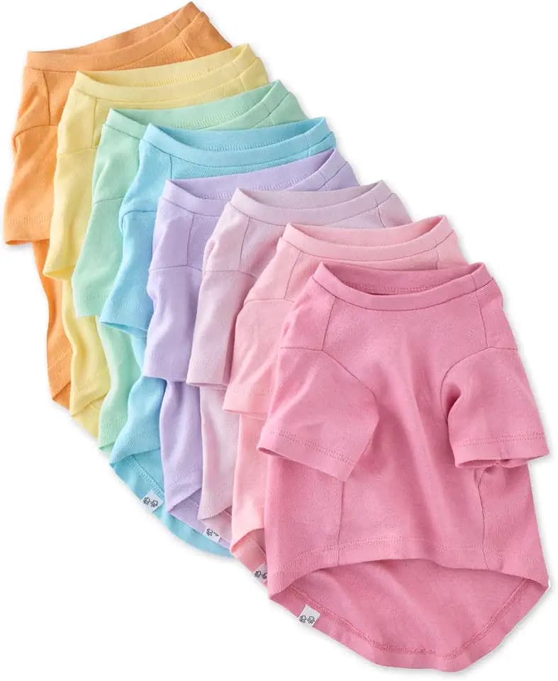 Pet Passion Multipack 100% Organic Cotton Dog Short Sleeve T-Shirt Pet Tees for All Breeds, Rainbow Pinks, Large