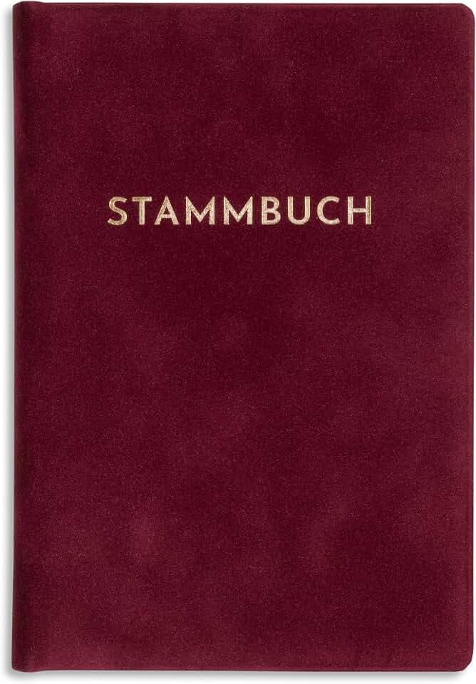 Stammbuch Hochzeit Bordeaux Raiy Samt Gold Familienstammbuch Trauung incl. Einleger