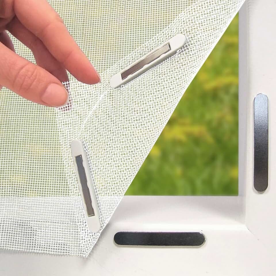 EASYmaxx Insect Protect Fliegengitter Fenster mit Magnetbefestigung | zuschneidbares Moskitonetz | Insektenschutz Fenster bis 110 x 130 cm | Mückenschutz Fliegengitter Magnet - leichte Montage [Weiß]