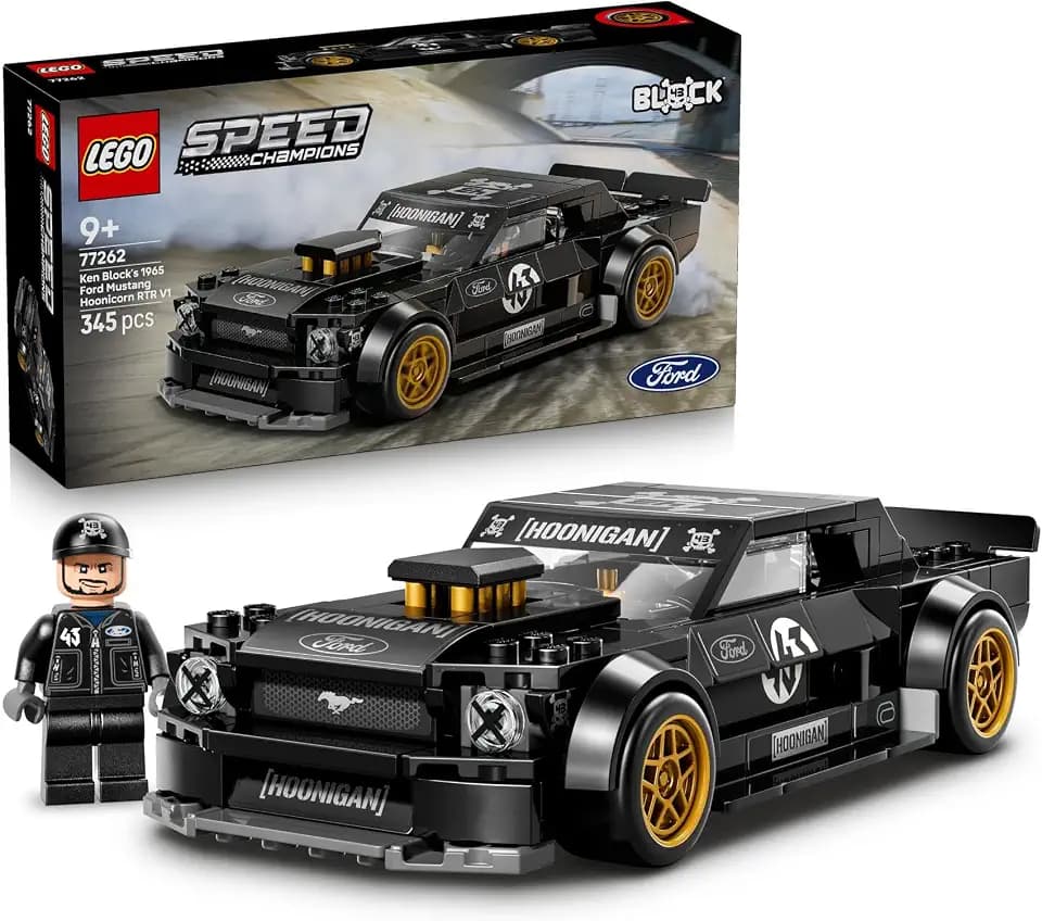 LEGO Speed Champions Ken Blocks 1965 Ford Mustang Hoonicorn V1 - Muscle Car Spielzeug - Modellbau mit Minifigur zum Sammeln - Kinderzimmer Deko - Mint Geschenk für Jungen ab 9 Jahren und Fans - 77262