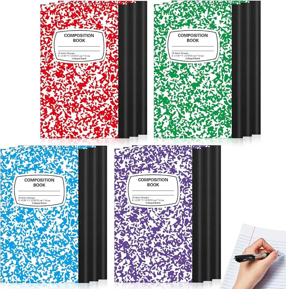 Gersoniel 12 Pack Back to School Left Handed Composition Notebooks, College Ruled Writing Notebooks 8.3" x 5.8", Bulk Classroom Notebook Set for Students, Teachers & School Supplies