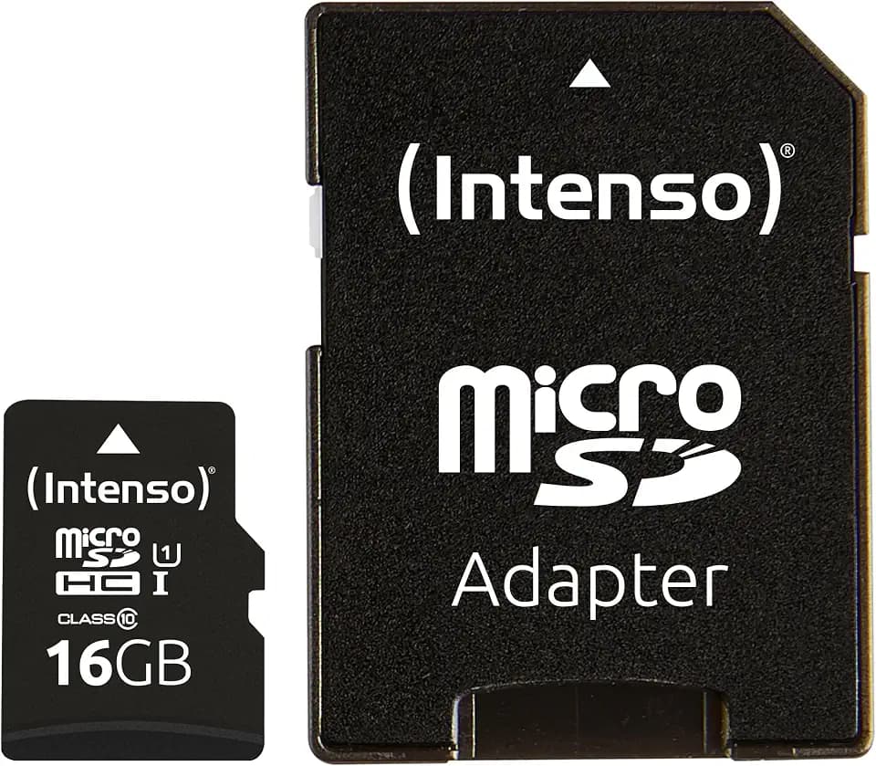 Intenso Premium microSDHC 16GB Class 10 UHS-I Speicherkarte inkl. SD-Adapter (bis zu 90 MB/s) schwarz