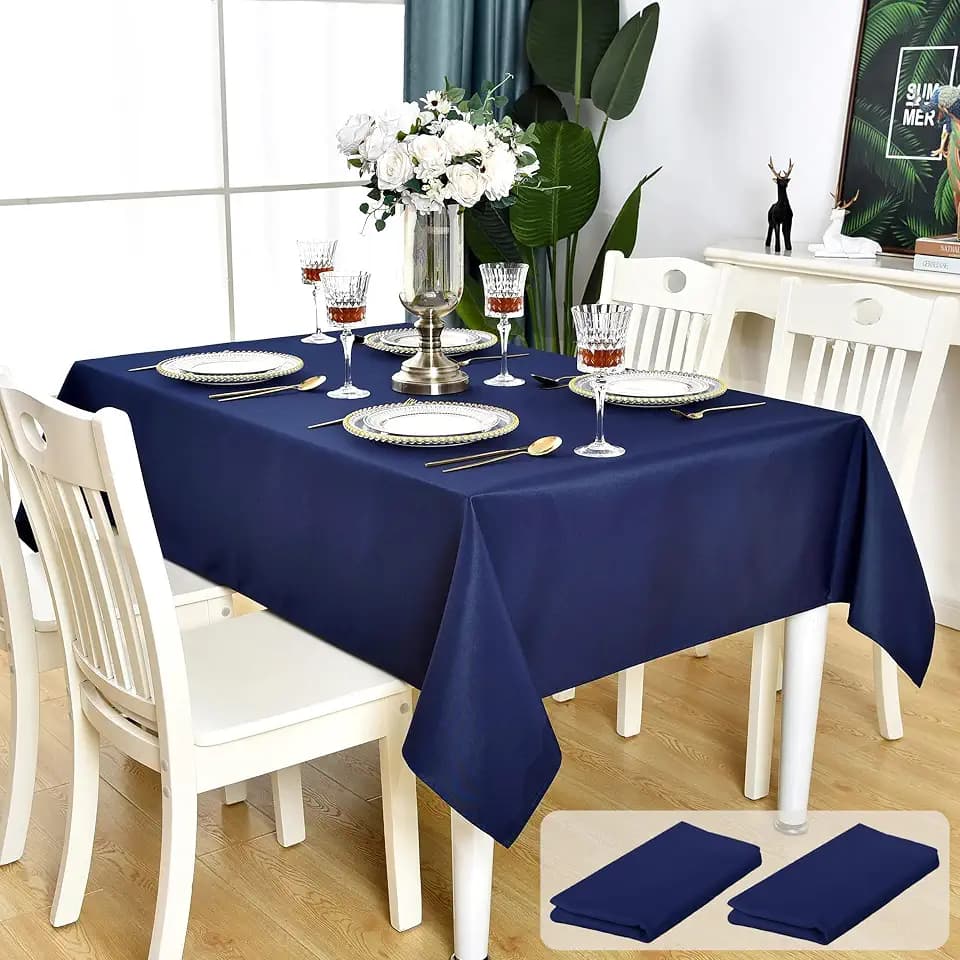 2 Pack Navy Blue Rectangle Tablecloth, 60x102 inch Table Cloth