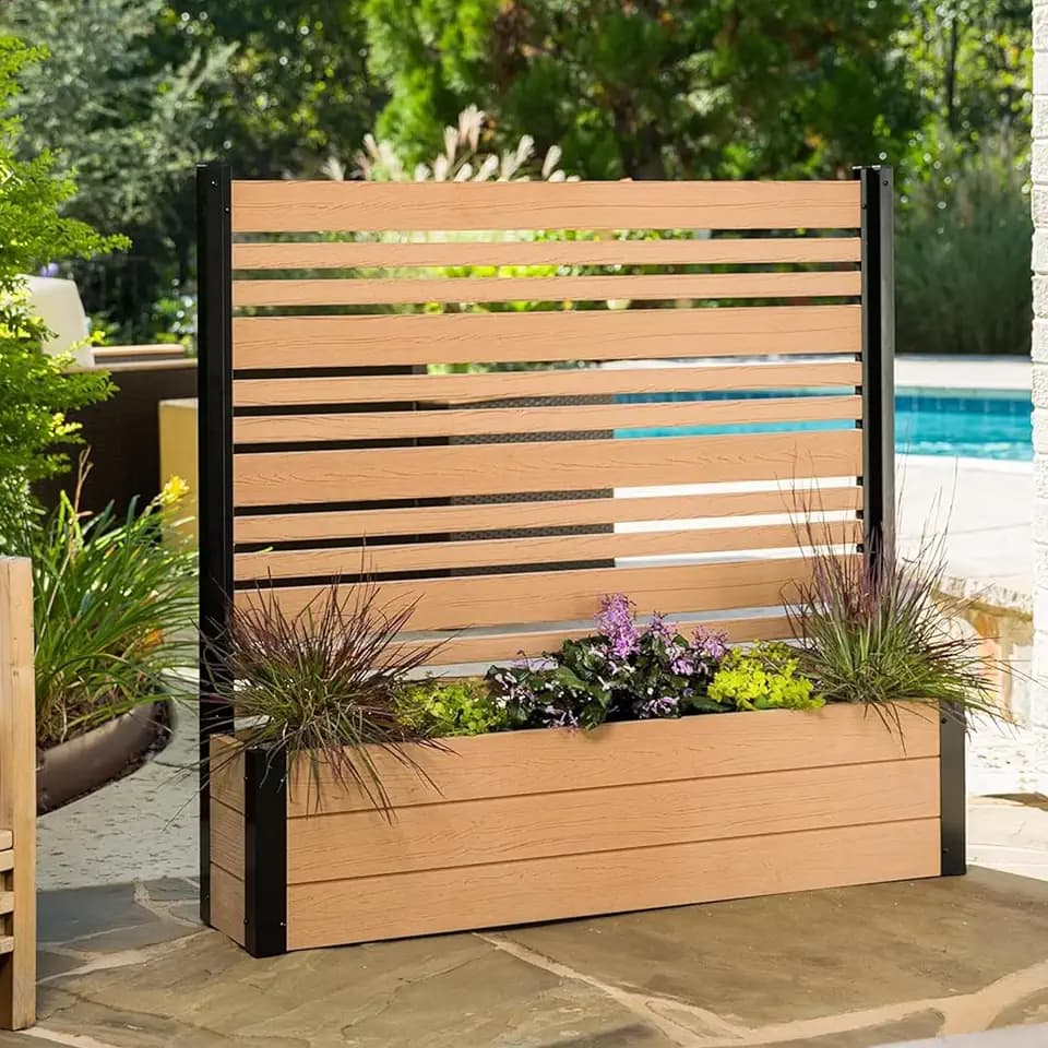 Enclo 4ftH Florence Privacy Screen w/Planter Box, Freestanding Cedar Vinyl