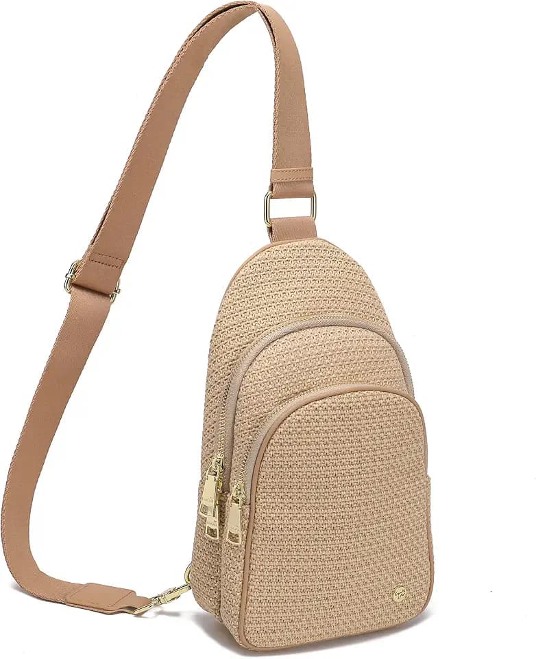 INICAT Small Faux Straw Crossbody Bag for Women, Lightweight Summer Beach Sling Purse for Everyday Errands and Casual Outings