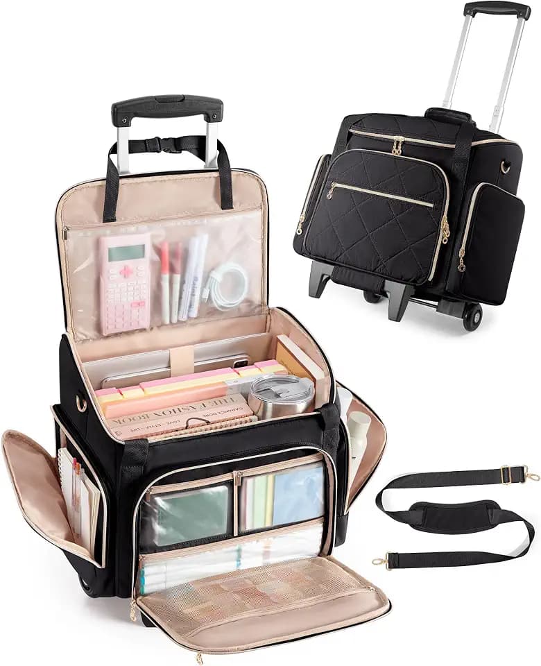 Marscamd Rolling Teacher Bag with 15.6" Laptop Compartment for Work