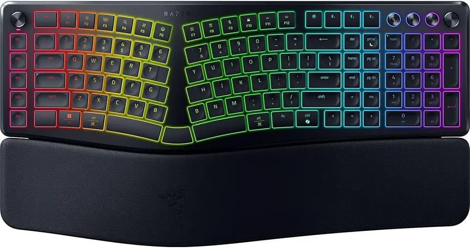 Razer Pro Type Ergo Wireless Split Ergonomic RGB Keyboard, Black