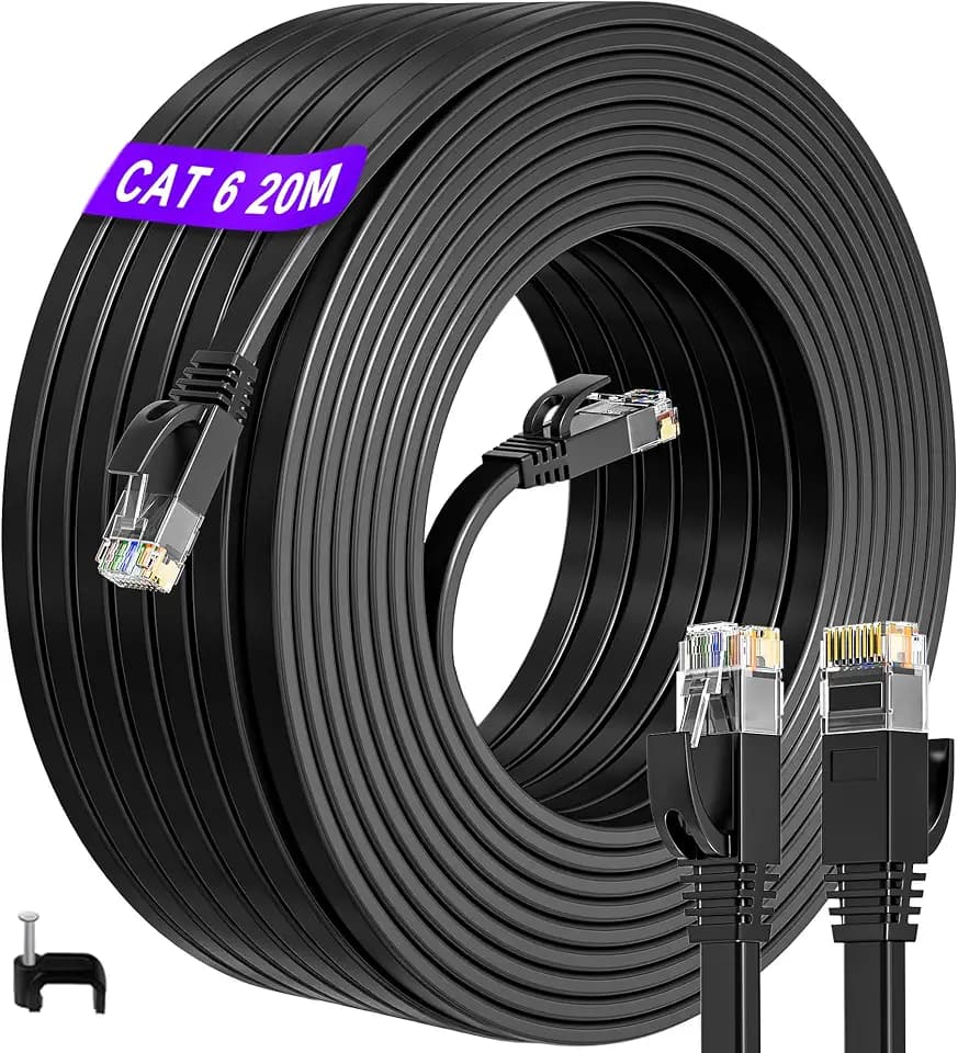 ikbc Lan Kabel 20meter, Cat 6 Netzwerkkabel Flach 20m RJ45 Kabel Schwarz