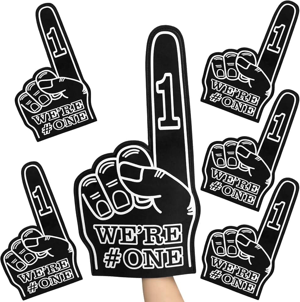 Sotiff Giant Foam Finger 6 Pack 18 Inch We're Number 1 Foam Hand