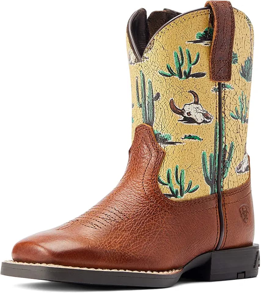 ARIAT Kids' Round Up Wide Square Toe Easy Fit Western Boot
