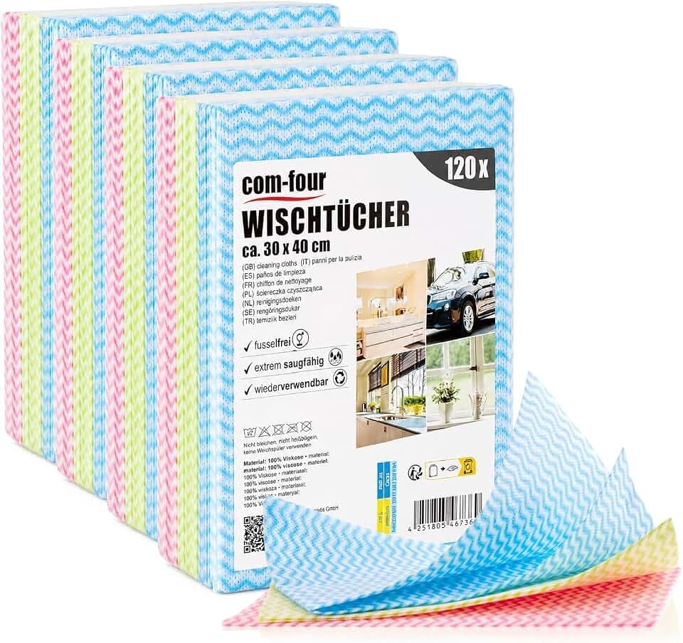 com-four® 120x Wischtuch, Wiederverwendbare Reinigungstücher für Küche